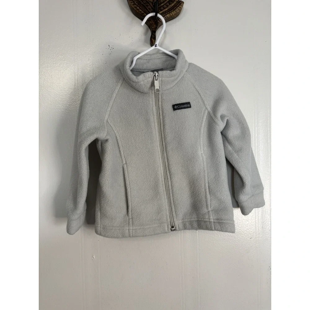 Columbia Toddler Fleece Light Gray Jacket‎ Zip Up 2T Gender Neutral